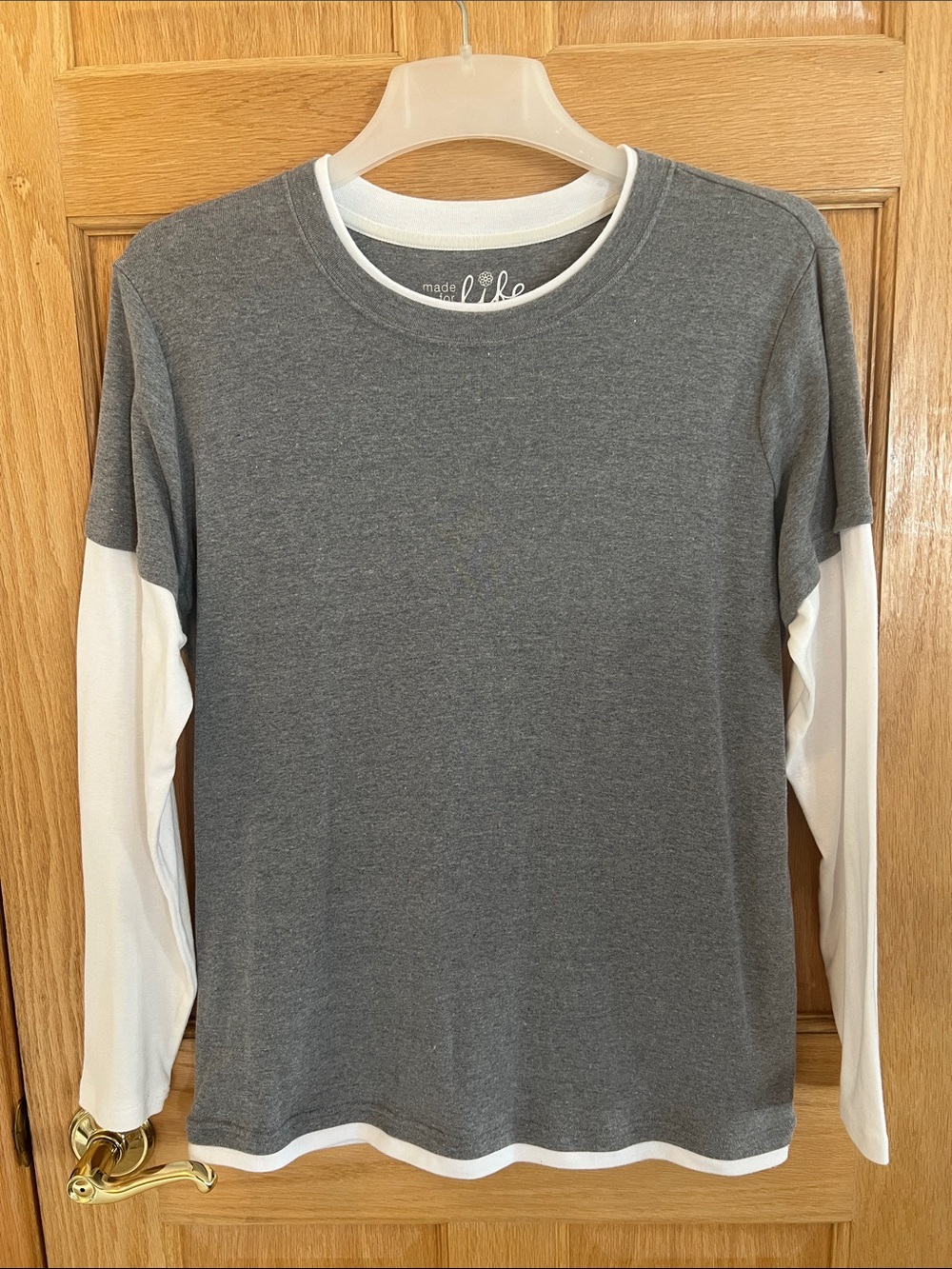 made for life - Two-Tone Long Sleeve Tee in Gray and White XL - Picture 14 of 14